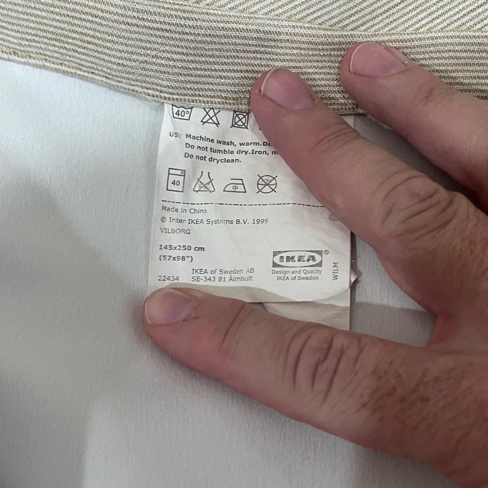 IKEA Vilborg Blackout Curtains Pair Beige White‎ Striped 57x98 Modern Minimalist